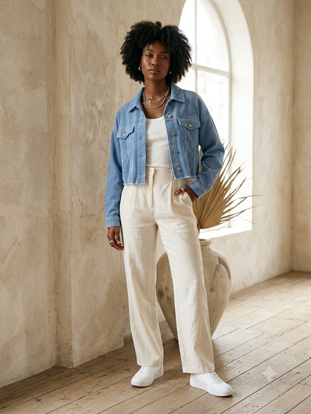 Forever 21 Blue Corduroy Cropped Shacket Raw Hem Y2K Streetwear Jacket